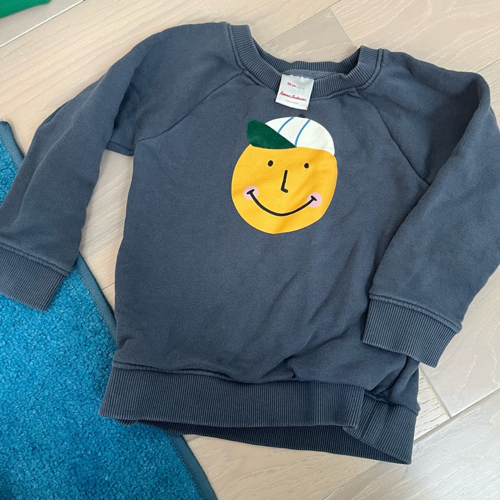 Grey blue Hanna Andersson smile sweatshirt 3T